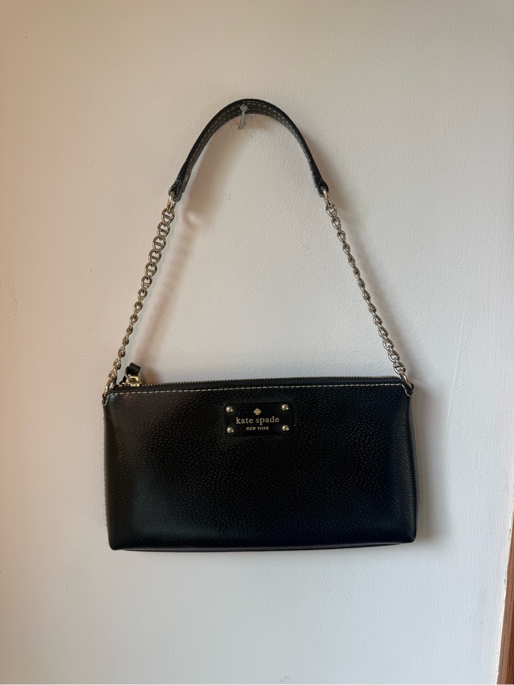 kate spade Black Pebbled Leather Chain Shoulder Bag